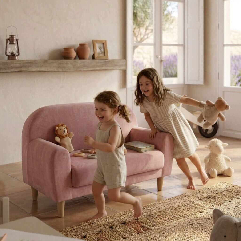 Niñas jugando sofá miniduo